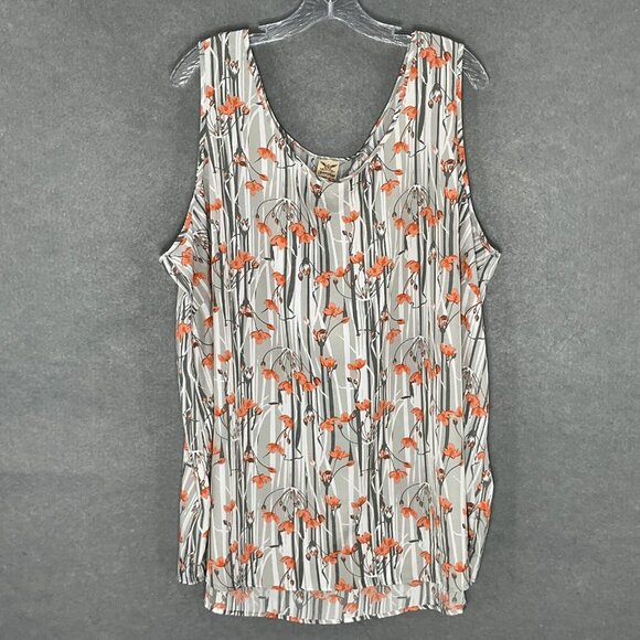 Faded Glory Tank Top Womens 4XL Floral Forest Round Neck Casual Vacation Beach - Picture 1 of 11